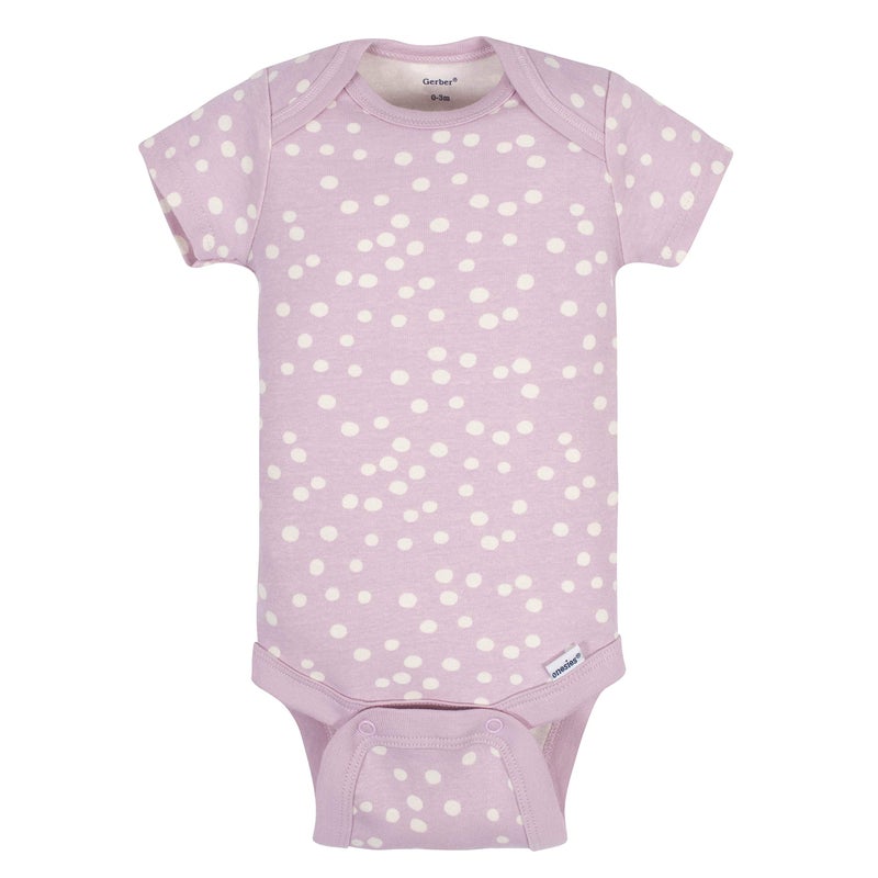 Grow by Gerber Baby Girls 5-Pack Short-Sleeve Onesies Bodysuits, Grey/Pink/Ivory, 6-9 Months - Image 4